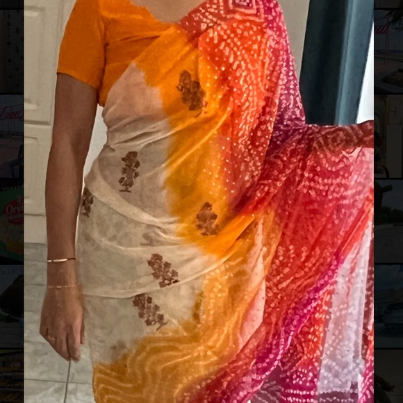 Bandhani saree with blouse - Picture 4 of 6